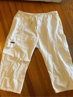 White Cargo Drawstring Capris